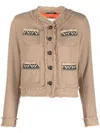 Bazar Deluxe Button-up Cropped Jacket In Beige