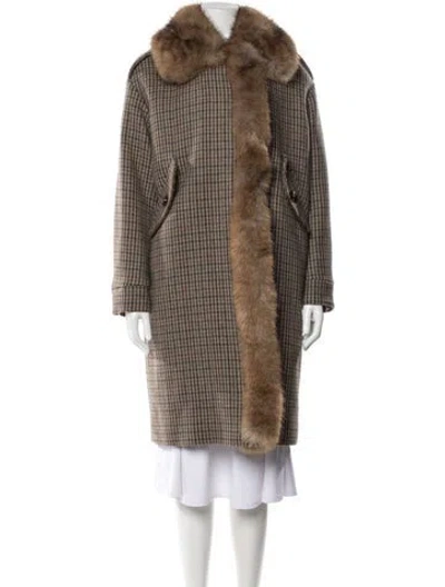 Pre-owned Bazar Deluxe Wool Tweed Pattern Jacket In Brown