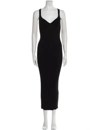 Pre-owned Bazilika V-neck Midi Length Dress In Black