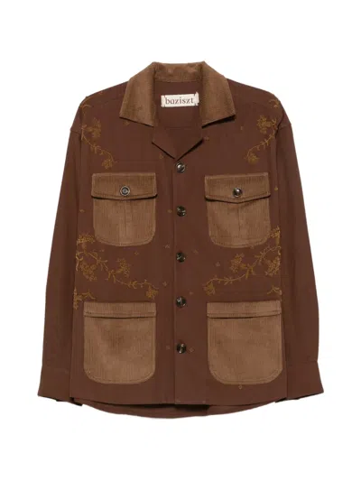 Baziszt Anakin Embroidered Overshirt In Brown