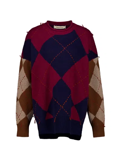 Baziszt Argyle Cashmere Sweater In Purple