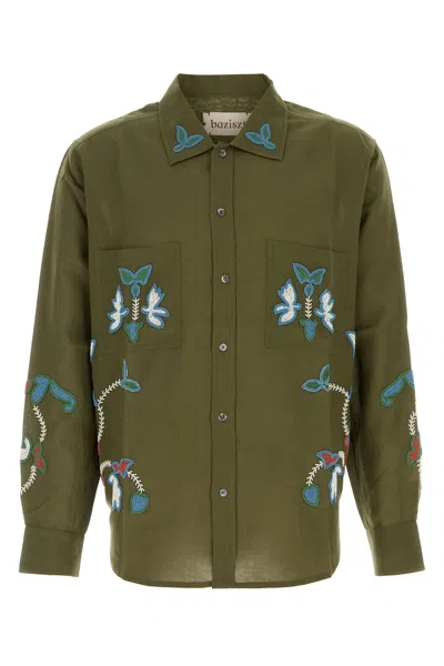 BAZISZT CAMICIA IN MISTO COTONE VERDE MILITARE  UOMO