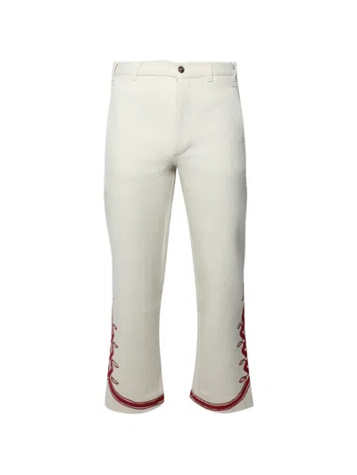 Baziszt Baya Embroidered Straight-leg Trousers In White