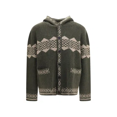 Baziszt Bicolor Cashmere Cardigan In Green