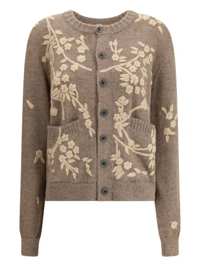 Baziszt Blossom Cardigan In Brown