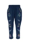 Baziszt Blue Cotton Neon Pant In Blue