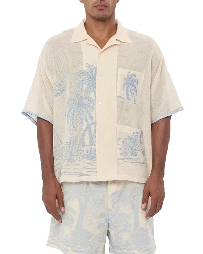 Baziszt Chand Palm Woven Graphic Shirt In Neutral