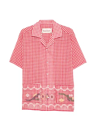 Baziszt Checked Embroidered Shirt In Red