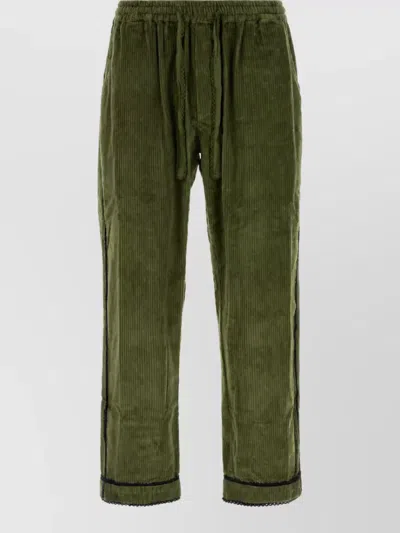 Baziszt Corduroy Loose Fit Trousers In Green