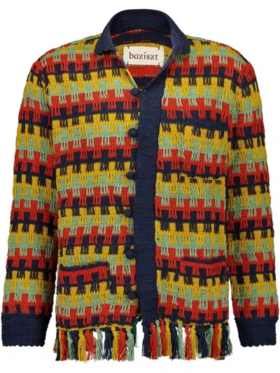 Baziszt Conondrum Hand Crocheted Cotton Shirt In Multicolor