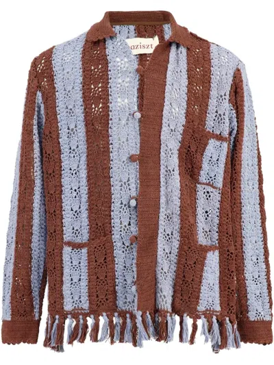 Baziszt Crochet-knit Shirt In 브라운,블루