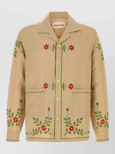 Baziszt Curiosa Cotton Blend Shirt Jacket In Brown