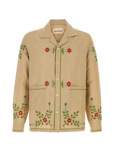 Baziszt Curiosa Cotton Blend Shirt Jacket In Brown