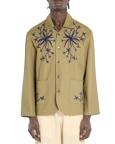 Baziszt Embroidered Button Front Jacket In Green