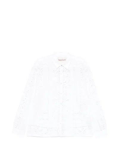 Baziszt Embroidered Long Sleeve Button-up Shirt For Men In White