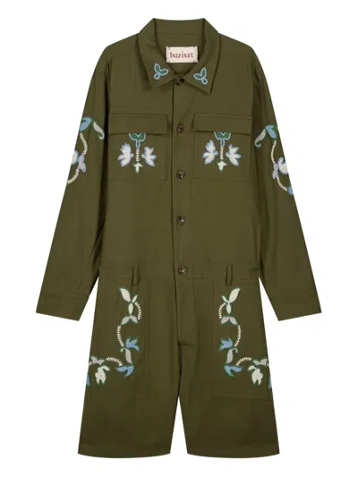 Baziszt Embroidered Romper In Green