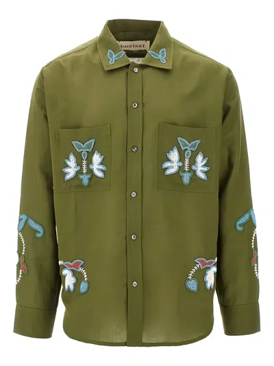 Baziszt Embroidered Patch-pocket Shirt In Green