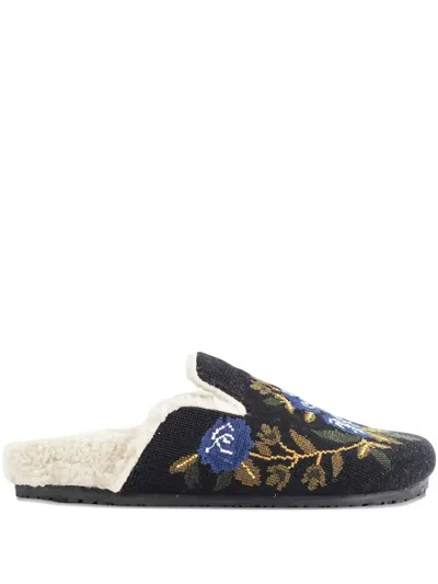 Baziszt Floral-embroidered Flat Mules In Multi