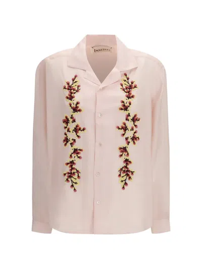Baziszt Floral-embroidered Shirt In Pink