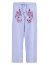 Baziszt Floral-embroidered Trousers In Blue