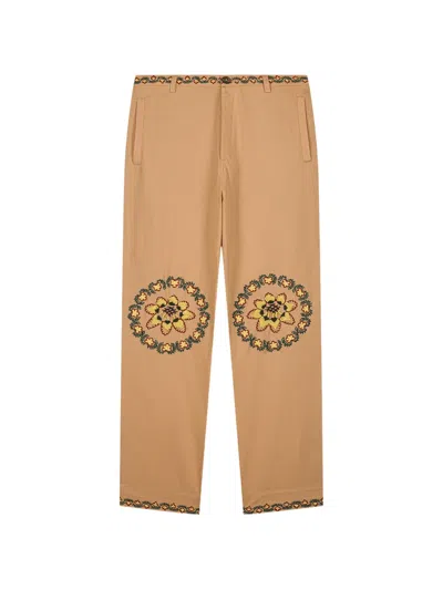 Baziszt Floral Embroidery Trousers In Neutral