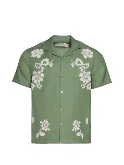 Baziszt Toujours Spread Collar Floral Shirt In Green