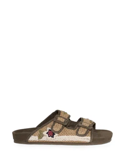 Baziszt Floral-embroidered Sandals In Multi