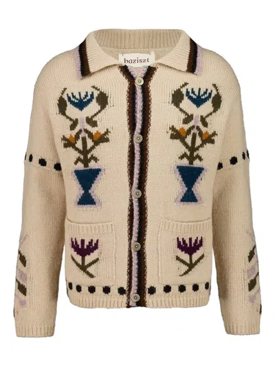 Baziszt Garden Floral Cardigan In Neutral