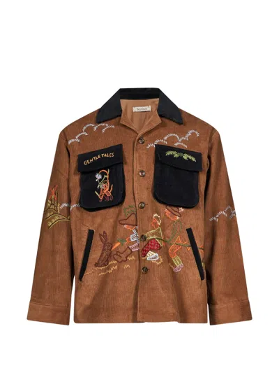 Baziszt Gentle Embroidered Corduroy Jacket In Black