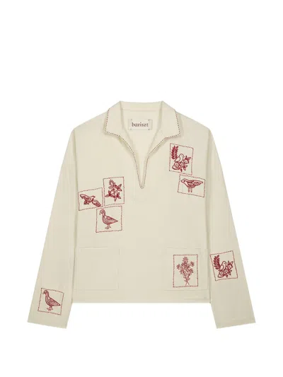 Baziszt Hauz Embroidered Shirt In Neutral