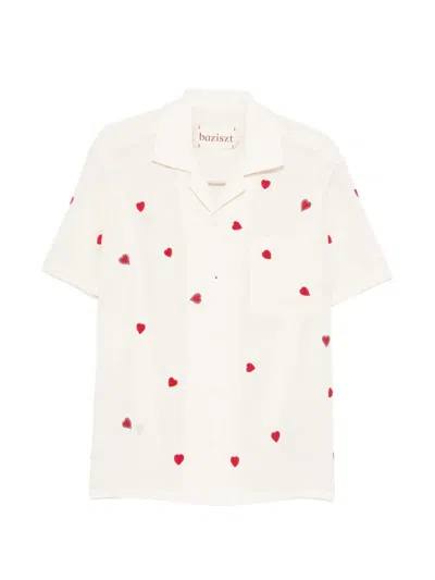 Baziszt Heart-motif Short-sleeve Shirt In White