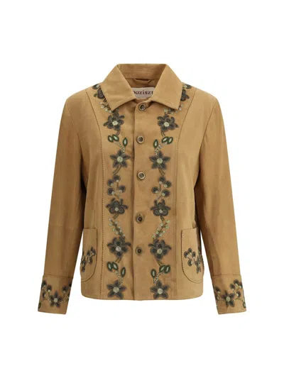 Baziszt Pulse Suede Jacket In Brown