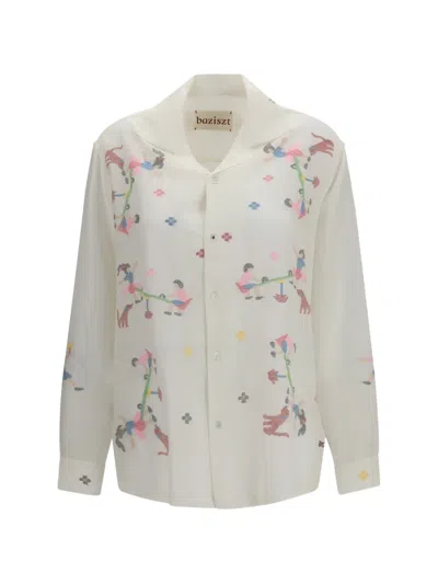 Baziszt Joy Jam Embroidered Long-sleeve Shirt In Neutral