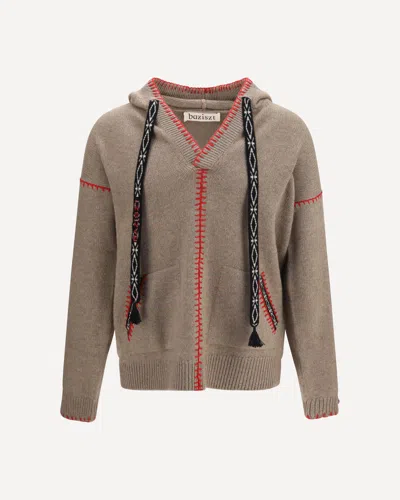 Baziszt Kafti Embroidered Cashmere Sweater In Brown