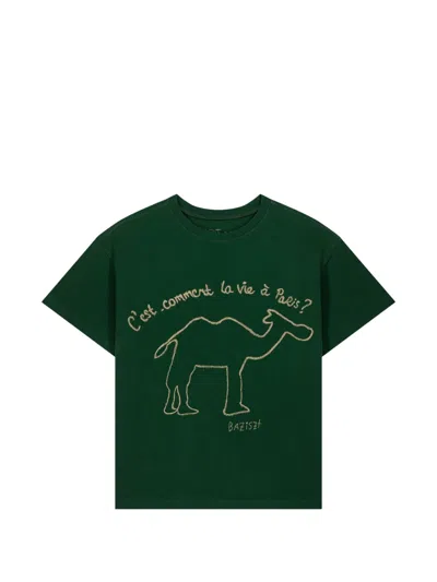 Baziszt Kamy Camel-print T-shirt In Green