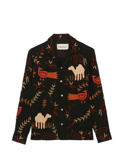Baziszt Kati Embroidered Long-sleeved Shirt In Black