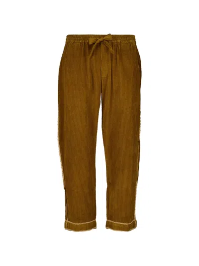 Baziszt Lace-trim Corduroy Trousers In Brown