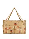 Baziszt Lavie Printed Pocket Tote Bag In Brown