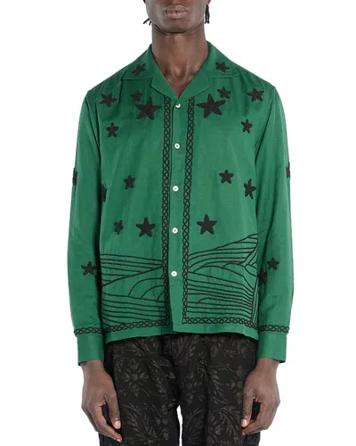 Baziszt Medley Button Front Shirt In Green