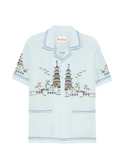 Baziszt Meguru Patch-pocket Shirt In Blue