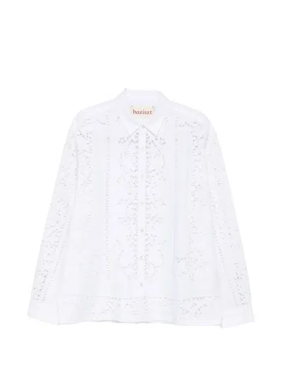 Baziszt Minister Floral-lace Shirt In White