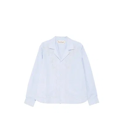 Baziszt Mord Floral-embroidered Shirt In Blue