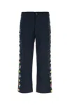 Baziszt Navy Blue Cotton Pine Pant In Blue