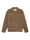 Baziszt Nouac Floral-embellished Shirt In Brown