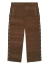Baziszt Nouac Floral-embellished Trousers In Brown