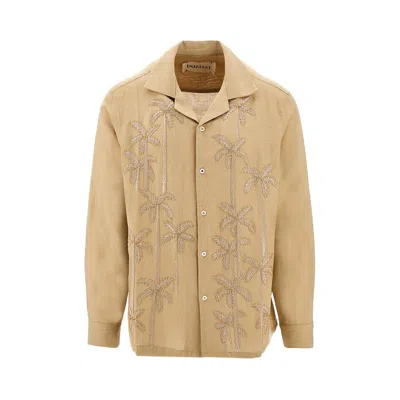 Baziszt 'palm Groove' Embroidered Shirt In Beige