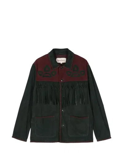 Baziszt Paneled Fringed Shirt Leather Jacket In Multi