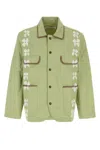 Baziszt Pastel Green Cotton Blazer In Green