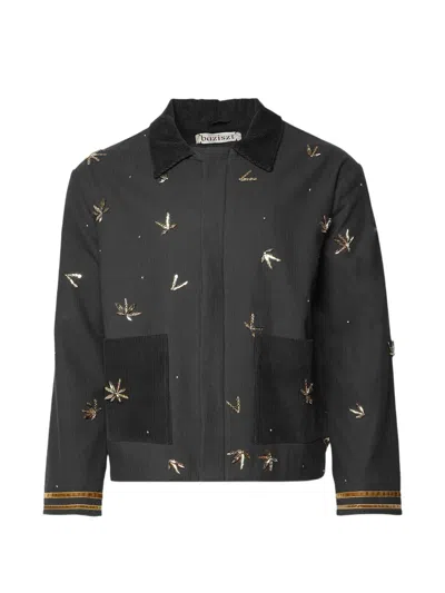 Baziszt Plomb Bead-embellished Corduroy Jacket In Gray