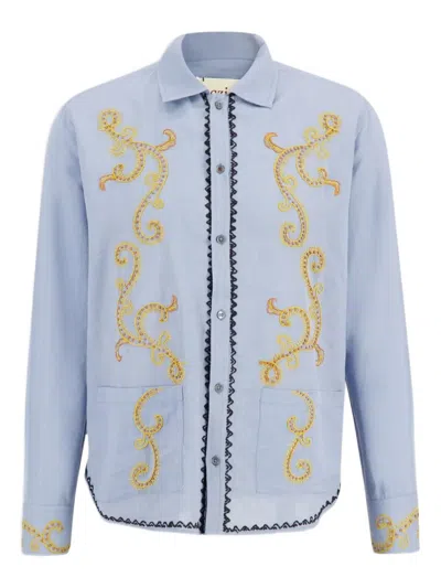 Baziszt Reverie Embroidered Shirt In Blue